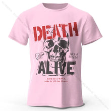 T-shirt coton doux rose pour homme avec imprimé graphique skull et texte men’s death vêtements graphiques