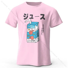 T-shirt coton unisexe soda pop rose avec motif carton de jus cartoon doirsk imprimé sur le devant