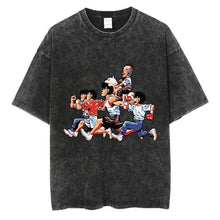 T-shirt manga club en coton noir avec motif cartoon vibrant de boxeurs animés en mouvement