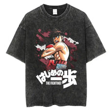 T-shirt manga club en coton noir avec graphique manga coloré et texte japonais blanc pour club de boxe