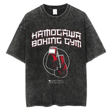T-shirt manga club noir en coton avec graphique gym de boxe blanc et rouge pour homme