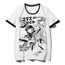 T-shirt manga duo d’action blanc avec bordures noires et graphisme manga duo noir et blanc riccius sur le devant