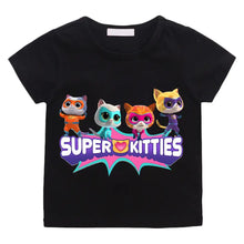 T-shirt enfant super noir avec graphique coloré super kitties summer pour des journées actives