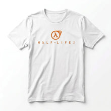 T-shirt coton blanc coupe classique avec logo orange half-life 2 vintage valve 2003 style vintage jeu vidéo