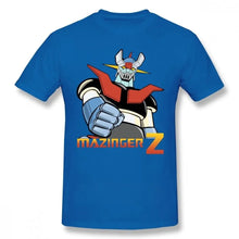 T-shirt homme mazinger z en coton bleu avec motif robot mazinger z rouge blanc et argent pour déguisement carnaval