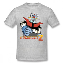T-shirt homme mazinger z robot en coton gris chiné avec un graphisme coloré rouge et bleu idéal pour déguisement carnaval ou magasins de jouets