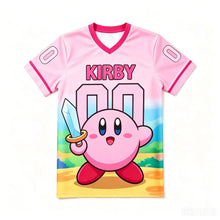 T-shirt kirby king dedede et meta knight rose avec graphique vibrant de kirby tenant une épée et lettrage audacieux