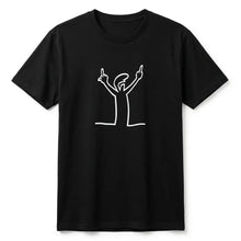 T-shirt col rond noir en coton avec manches courtes et motif cartoon vintage la linea unisexe