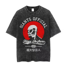 T-shirt unisexe noir délavé en coton col rond avec motif rouge circulaire et tête de mort blanc giants official
