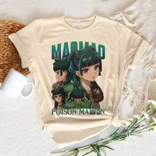 Beige t-shirt manches courtes avec impression teal du personnage maomao de the apothecary diaries les carnets de l apothicaire