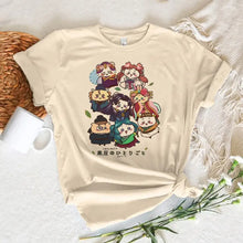 T-shirt crème à manches courtes imprimé les carnets de lapothicaire avec illustration colorée et texte japonais