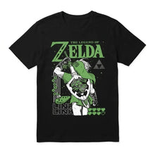 T-shirt noir legend de zelda link to the past avec graphique vert et blanc rétro gaming pour fans de jeu vidéo