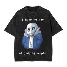 T-shirt undertale noir délavé noir oversized avec motif sans bleu yeux et texte pixel trois motifs unisexes