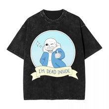 T-shirt undertale noir délavé en coton avec motif trois motifs unisexes sans thumbs-up i’m dead inside
