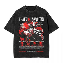 T-shirt western effet délavé en coton noir avec graphique rouge et blanc darthur morgan de red dead redemption 2