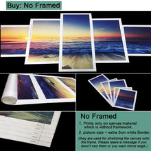 Tableau arène fantastique en 5 pièces sur toile avec coucher de soleil vibrant sur vagues océaniques blancbordé unframéd parfait pour magasins de jouets ou déguisement carnaval
