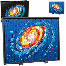 Tableau voie lactée en briques à construire 2438 pièces avec galaxie pixelisée bleu orange jaune pour magasins de jouets