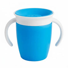 Tasse d’apprentissage à poignées 360° bleue avec couvercle en silicone flexible idéale pour déguisement carnaval