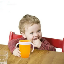 Orange tasse d’apprentissage à poignées 360° de 240 ml avec bordure blanche pour enfant déguisement carnaval