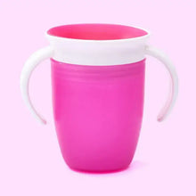 Tasse d’apprentissage à poignées 360 ° rose et blanche de 240 ml avec deux poignées pour enfants en bas âge
