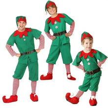 Tenue de fête de noël Costume elfe vert pour famille -