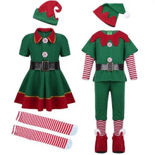 Tenue de fête de noël Costume elfe vert pour famille -
