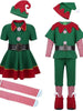 Tenue de fête de noël Costume elfe vert pour famille -