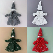 Tenues de noël pour poupée 30 cm en fourrure grise blanche verte et rouge avec flocons pour déguisement carnaval