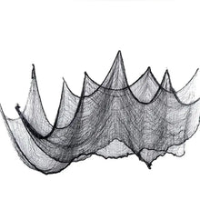 Tissu décoratif halloween en gaze noire avec forme dentelée semblable à une couronne pour maison hantée