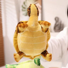 Peluche tortue réaliste 30 cm jaune avec tête et membres tachetés marron à lallure réaliste idéale pour déguisement carnaval