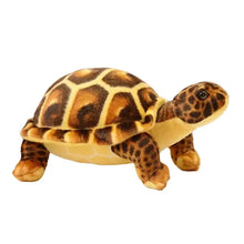Peluche tortue réaliste 30 cm avec carapace en hexagones bruns et ventre jaune idéale pour déguisement carnaval