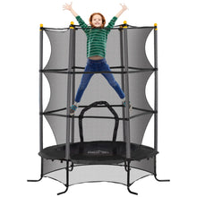 Trampoline noir octogonal avec filet de protection pour enfant structure robuste et ressorts métalliques aux enfants