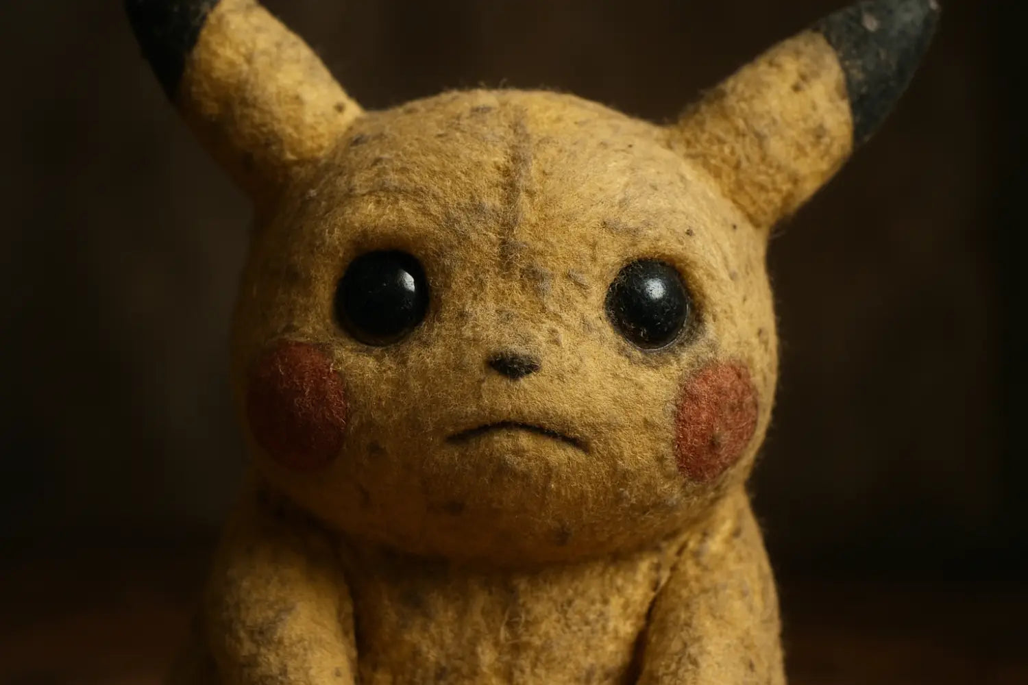 une photo en gros plan d’un Pikachu usé