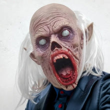 Masque vampire effrayant en latex pâle avec cheveux blancs version à cheveux pour adultes halloween