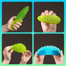 Ver morf jouet anti-stress en silicone vert et bleu avec surface texturée à manipuler pour relaxation