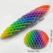 Ver morf jouet anti-stress en plastique en spirale arc-en-ciel avec design segmenté et rainuré anti-stress à manipuler