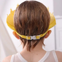 Visière de bain couronne réglable jaune en silicone avec boucle en plastique blanc pour enfant