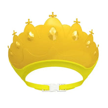 Visière de bain couronne réglable pour enfant en plastique jaune avec pierres dorées et bande ajustable