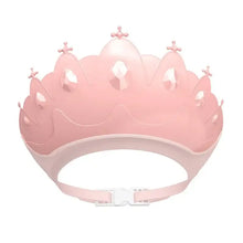 Visière de bain couronne réglable rose en plastique avec pierres claires et sangle blanche ajustable pour enfant