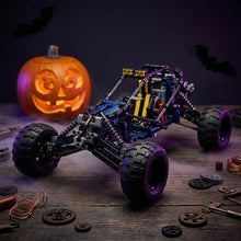Voiture électrique télécommandée à construire en lego technic violet et bleu avec pneus noirs pour tout-terrain