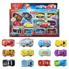 Ensemble coloré de 12 voitures jouet disney pixar cars en plastique solide avec lightning mcqueen et autres personnages